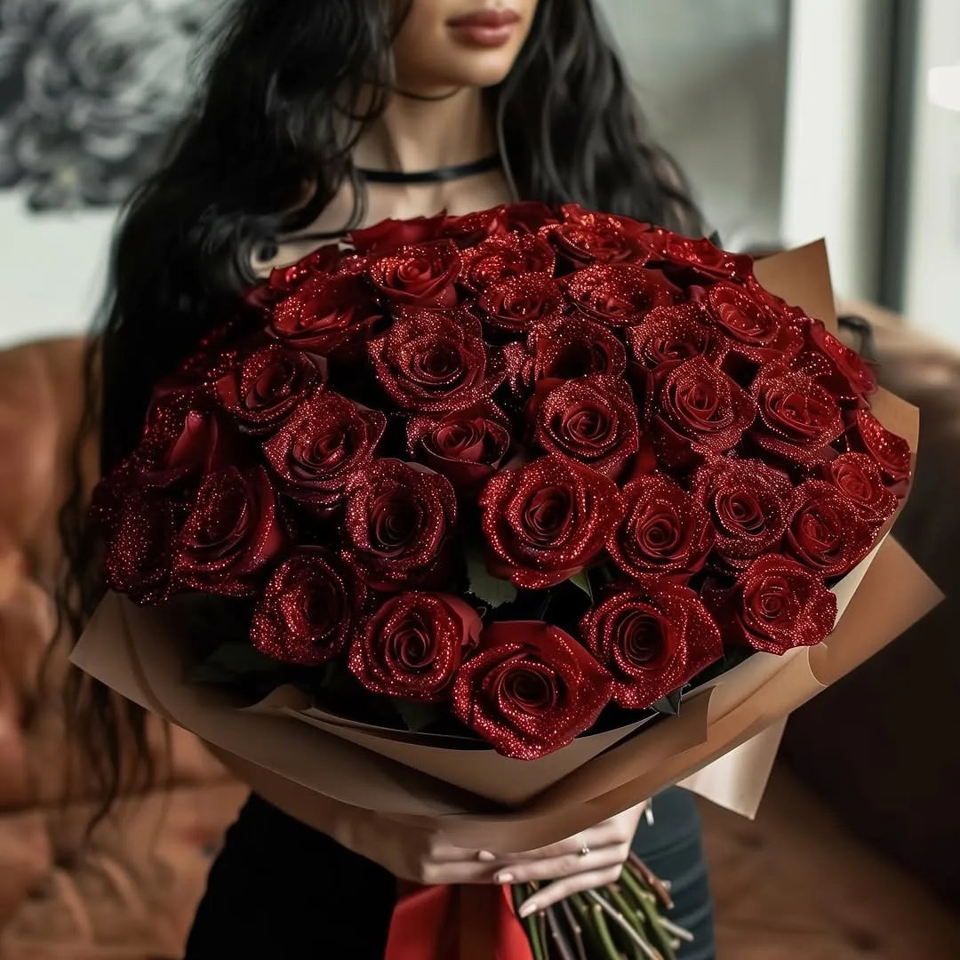 Buquê de Rosas com Glitter + Anel Solitário NewLove ❤️